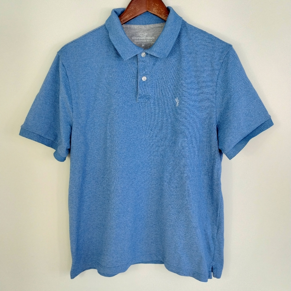 Vineyard Vines Men's Blue Edgartown Pique Polo Shirt Size M Short Sleeve Whale